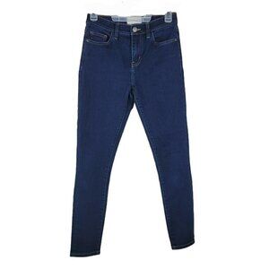 Current Elliot Mid Rise Ankle Jeans Skinny Dark Wash Sz 26 Contrast Stitching
